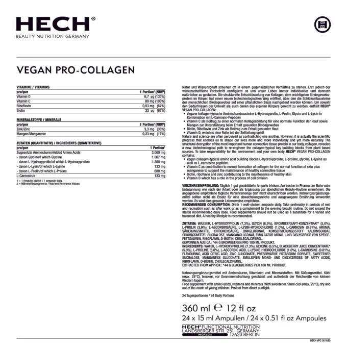 HECH VEGAN PRO-COLLAGEN. Kolagenas