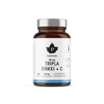 Trigubas cinkas + C 15 mg, 60 kaps.
