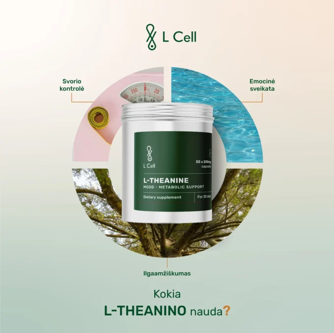 L-Teaninas (200mg kapsulės, 30 vnt.) - Image 3