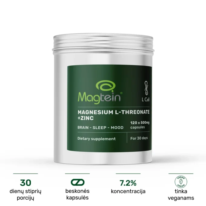 Magnio L-Treonatas (500mg kapsulės, 120 vnt.) - Image 2