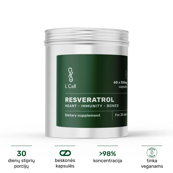Trans Resveratrolis (300mg kapsulės, 60 vnt.) - Image 2